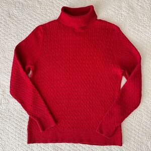 Lands End Sweater Women's Medium Petite Cable Knit Turtleneck Long Sleeve